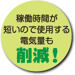 稼働時間が短いので使用する電気量も削減！